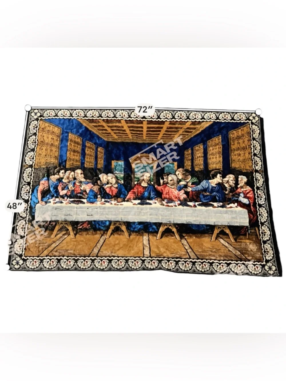 Vtg THE LAST SUPPER Religious Wall Tapestry 72”x 48”Jesus Apostles Made in Italy